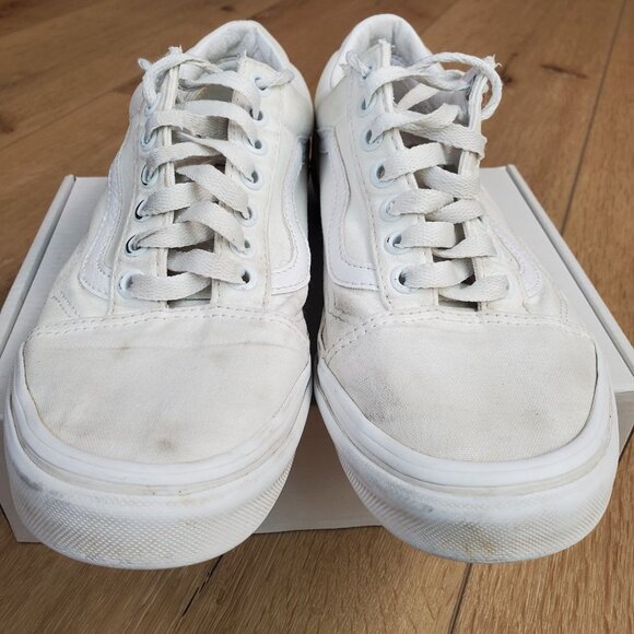 Vans Off The Wall Old Skool Low Top Sneakers Mens Size 7 Womens 8.5 White READ - Picture 3 of 9